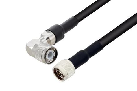 HN Male Right Angle To N Male Cable 108 Inch Length Using RG214 Coax