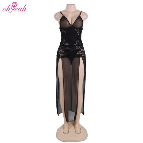 Wholesale Black Mesh Lace Seductive Sexy Nude Sheer Midnight Hot Lingerie Hot Lingerie And