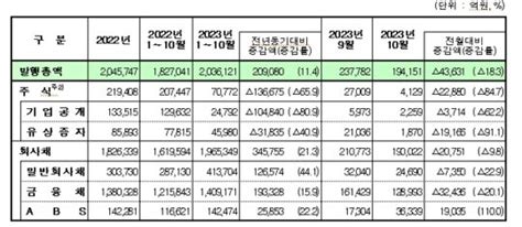 10월 주식·회사채 발행 183 급감기저효과·고금리 영향 네이트 뉴스