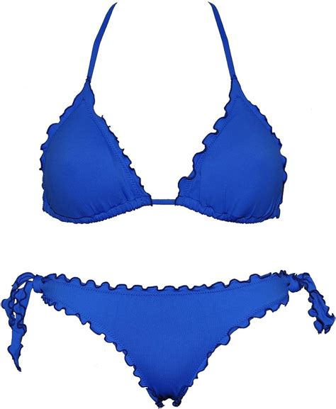 Bikinicolors Bikini triangular Frou Frou con braguita o brasileña fabricado en Italia S con