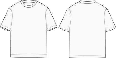 Blank T Shirt Fllat Technical Illustration Vector Merch Design Template