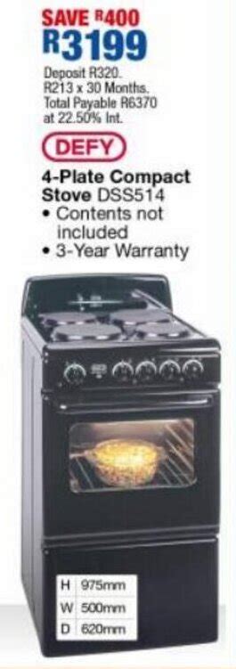 Defy 4 Plate Compact Stove Offer At Ok Furniture
