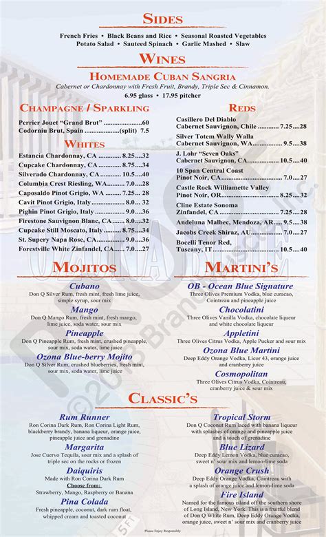 Ozona Blue Grilling Co Menus In Palm Harbor Florida United States