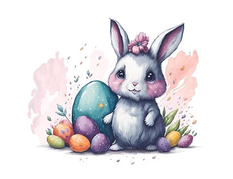 Premium Photo Watercolor Spring Illustrated Postcard Of Cute Bunny