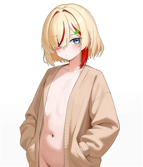 Shenqi Xiaohuang Original Absurdres Highres 1girl Blonde Hair Blue Eyes Blush Bottomless
