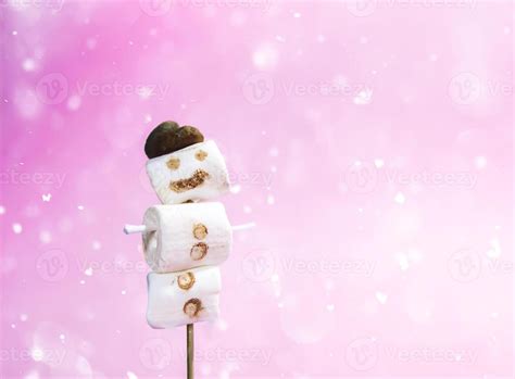 Ceramic Mug With Hot Fresh Cocoa Drink And Melted Handmade Marshmallow Snowman 47180685 Stock