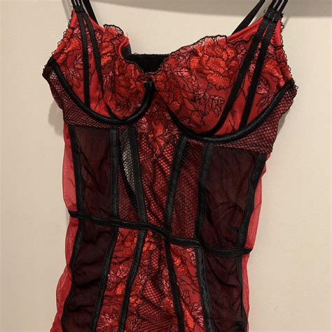 Lace red corset Beautiful corset, very good... - Depop