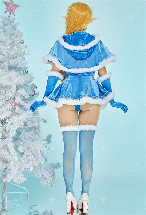 Christmas Sexy Lingerie Costume Blue Bodysuit With Short Cloak Gloves Stockings Top Quality