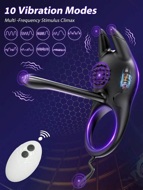 Sex Toys Vibrating Cock Ring With Clitoral Vibrator 10 Vibration Modes Penis Ring For Men