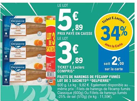 Promo Filets De Harengs De F Camp Fum S Lot De Sachets Delpierre