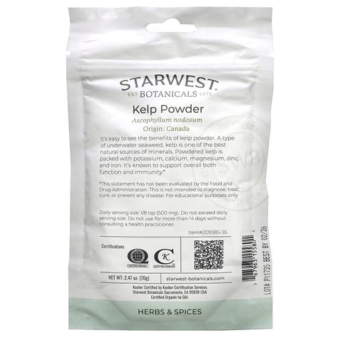 Starwest Botanicals Organic Kelp Powder Oz G