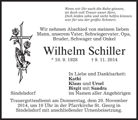 Traueranzeigen Von Wilhelm Schiller Trauer Merkur De