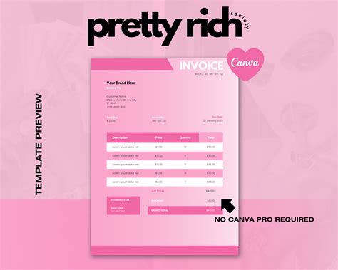 Pink Invoice Business Invoice Template Small Business Invoice Template Diy Beauty Business