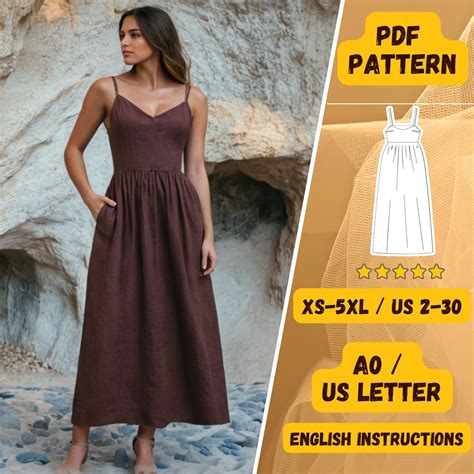 Spaghetti Strap Maxi Dress Sewing Pattern Sleeveless Sundress With