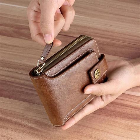 Men Zipper Wallet Card Wallet Cardholder PU Leather Short Purse Wallets