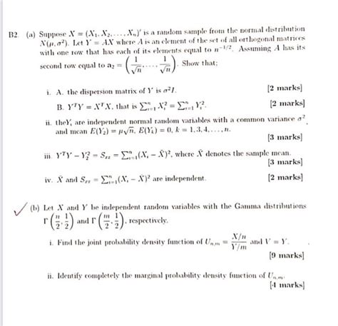 Solved A Suppose X X1 X2… Xn ′ Is A Random Sample From