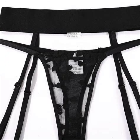 Transparent Bra Briefs With Thigh Strap For Women Pieces Girls Sexy Lingerie Set Rosy Floral