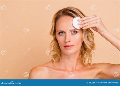 Close Up Portrait Of Nice Attractive Adorable Wavy Haired Nude Girl With Perfect Clear Smooth