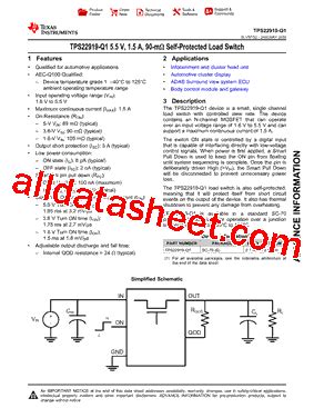 TPS22919-Q1 Datasheet(PDF) - Texas Instruments