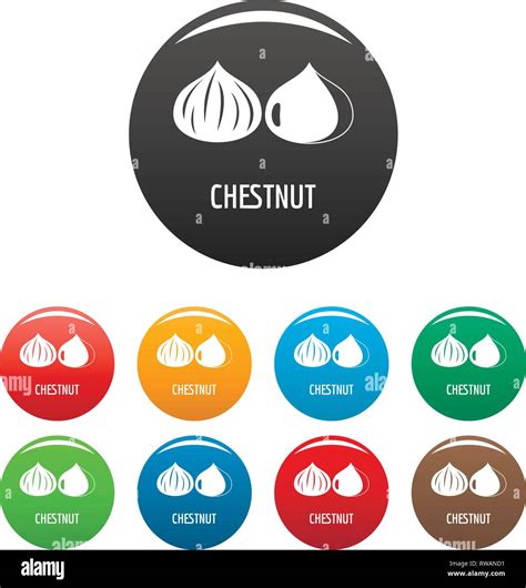 Chestnut Icons Set 9 Color Vector Isolated On White For Any Design