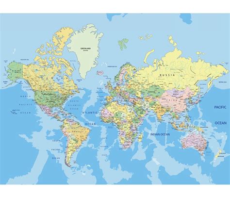 World Map Geography Posters Laminated Gloss Paper Measuring 850mm X