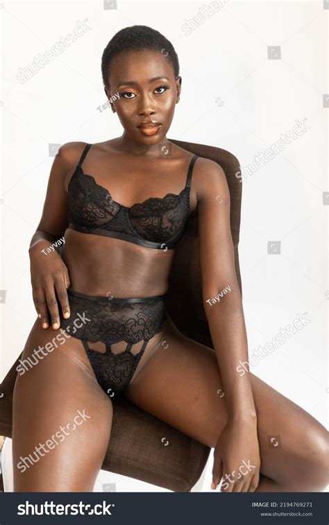 Portrait Attractive Ebony Model Black Lingerie Stock Photo Shutterstock