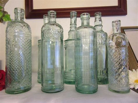 Unique Vintage Green Glass Decorative Bottles Beautiful Home Decor