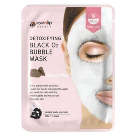 Тканевая маска для лица Eyenlip Detoxifying Black O2 Bubble Mask купить ...