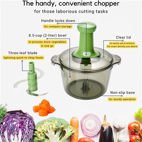 Brieftons Express Food Chopper Litre Quick Manual Hand Held Chopper