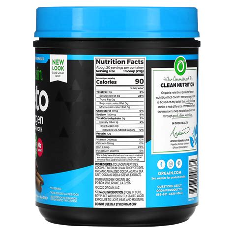 Orgain Keto Collagen Protein Powder Chocolate 14 1 Oz 400 G