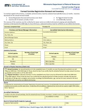 Fillable Online Files Dnr State Mn Farmed Cervidae Registration Renewal