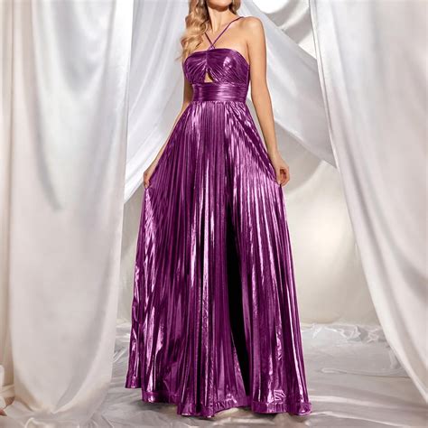 Antqov Halter Neck Dresses for Women, Solid Color Tapered Waist