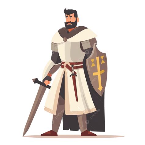 Medieval Knight Semi Flat Color Character Cartoon Character 2d Png