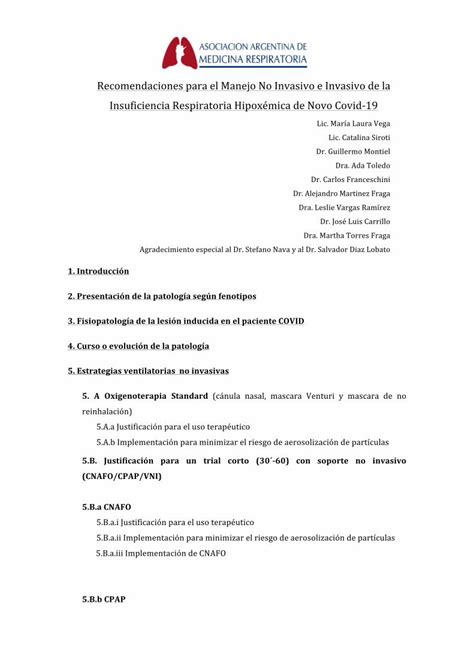 Pdf Recomendaciones Para El Manejo No Invasivo Einvasivo