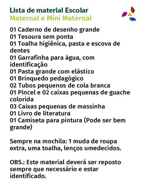 Lista Completa De Materiais Escolares - Material Escolar 2026: Lista Completa | PDF | Desenho | Implementos de ...