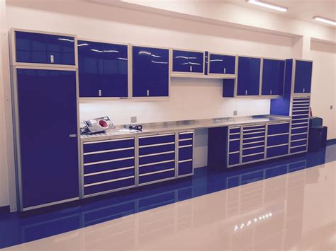 Moduline Blue Aluminum Cabinets With Plenty Of Tool Storage Garage Interior Aluminum Garage