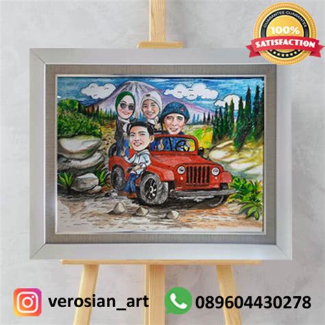 Jual Sketsa Karikatur Berwarna Wajah Bingkai Minimalis A X Cm