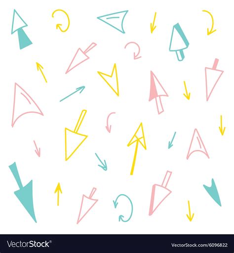 Set Of Colorful Hand Drawn Arrows Royalty Free Vector Image