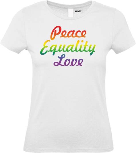 Dames T Shirt Peace Equality Love Gay Pride Shirt Kleding Regenboog Kleuren Bol