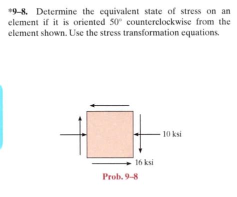 Solved 9 8 Determine The Equivalent State Of Stress On Chegg