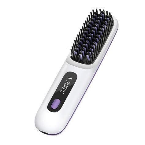 Portable Cordless Hair Straightener Brush With LED Display Negative Ion Hot Comb USB