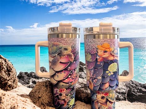 Ocean Sea Turtles Custom Stanley Quencher Oz Stainless Steel Tumbler