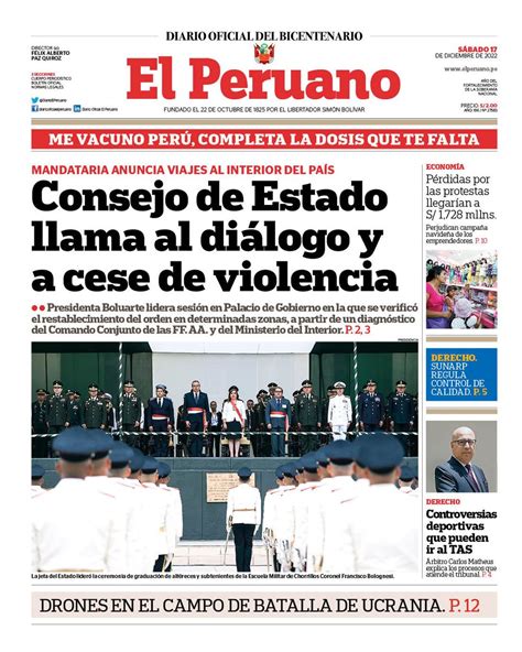 Diario El Peruano on Twitter Buenos días Esta es la portada de