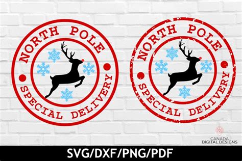 North Pole Special Delivery Stamp Svg Cut File