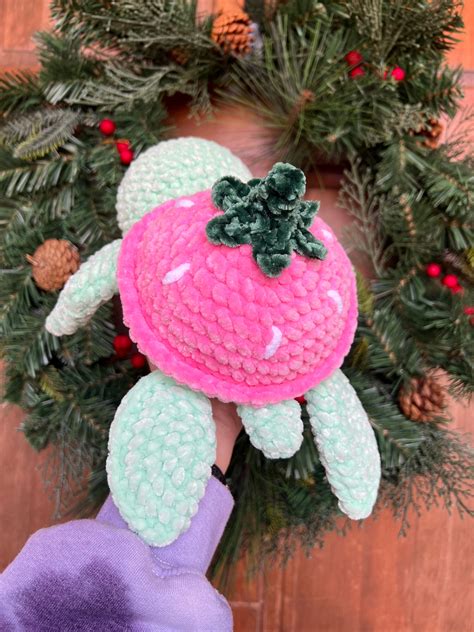 Crochet Strawberry Turtle Pattern PDF Download Beginner Etsy España