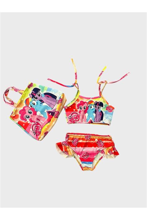 ALİŞ KİDS Kız Çocuk Pembe Sevimli Karakter Desenli Çantalı 3lü Bikini Takımı Fiyatı Yorumları