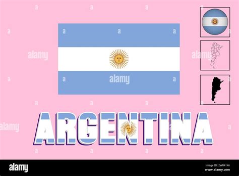 Argentina Flag And Map In Vector Illustration Stock Vector Image And Art Alamy