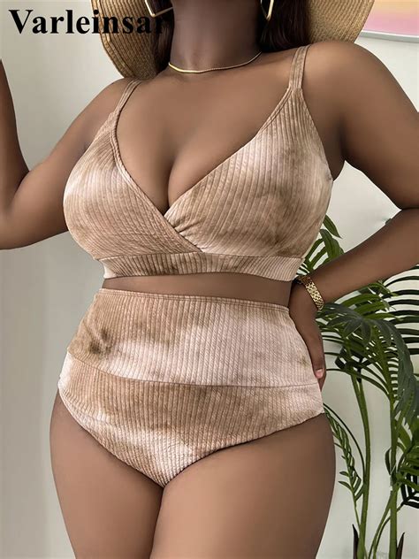 0XL 4XL New Tie Dye Bikini Large Size Swimwear Plus Size Women Swimsuit Female Two Pieces