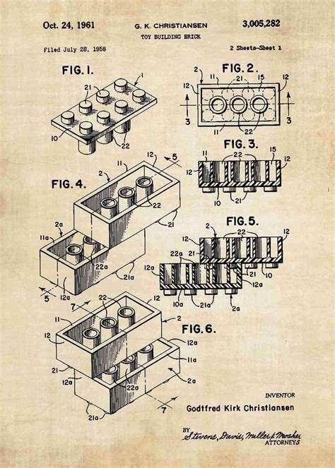 Lego Brick Patent Print Framed Canvas Photo Canvas Photo Prints Wall