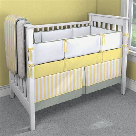 Yellow Stripe With Gray Custom 4 Piece Crib Bedding Set Yellow Stripe